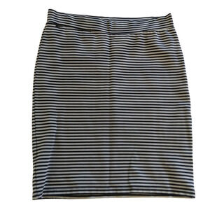 Toad & Co. Paseo Striped Ponte Knit Pencil Skirt Size M Gray Black Zip Pocket